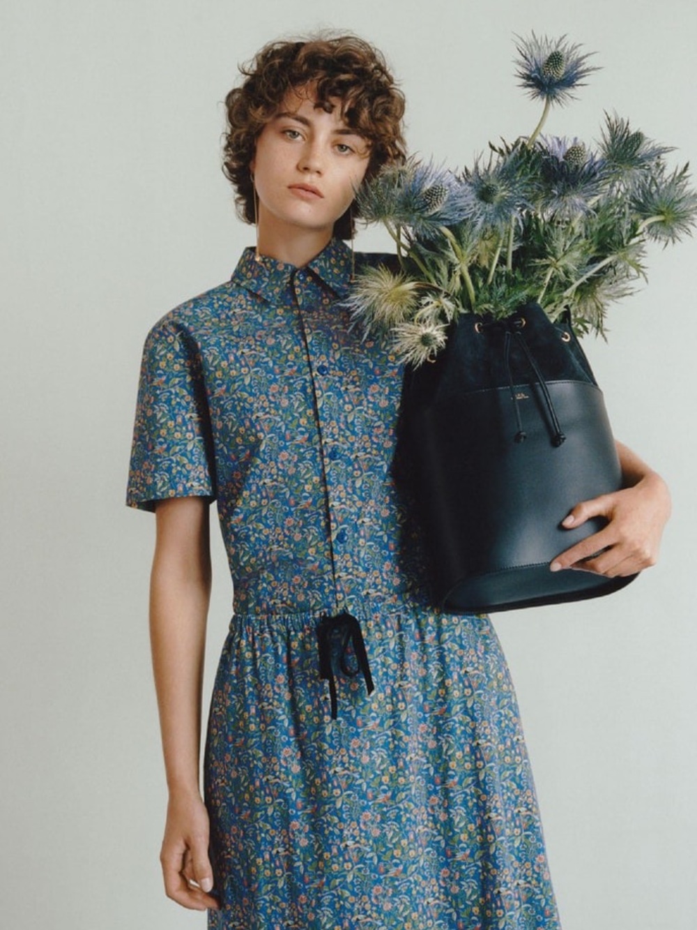 A.P.C. Spring Summer 2018 Tropical Floral Bird Print Relaxed Blouse Blue Crew Sm - Picture 6 of 11